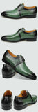 Classic Casual Shoes Men's Genuine Leather Footwear Dress Derby Breathable Lace-up Shoes Black Green MartLion   