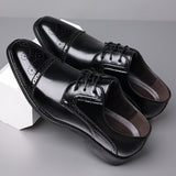 Men's Classic Retro Brogue Shoes Lace-Up Leather Dress Office Flats Wedding Party Oxfords Mart Lion Black 37 China