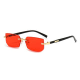 Rimless Sunglasses Rectangle Popular Women Men's Shades Small Square Summer Traveling MartLion Red Black 