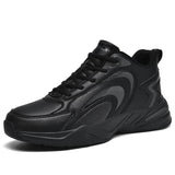 Waterproof Men's Shoes Lightweight Sneakers Casual Walking Breathable Loafers Running MartLion Black 36 