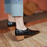 Spring Women Shoes Pumps Pointed Toe Chunky Heel All-match Casual Shoes Retro Med Heel MartLion   