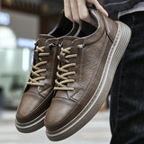 Men's Leather Shoes Thick Sole Soft Surface Outdoor Sneakers Leather Casual Oxford MartLion   