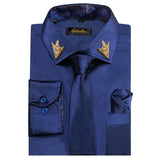 Men's Shirts Long Sleeve Stretch Satin Social Dress Paisley Splicing Contrasting Colors Tuxedo Shirt Blouse Clothing MartLion   