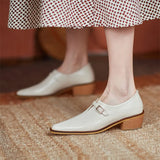 Spring Women Shoes Pumps Pointed Toe Chunky Heel All-match Casual Shoes Retro Med Heel MartLion   