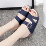 Women's Wedge Heeled Sandals Casual Open Toe Platform Slipper Slip Heel Height 4.0cm MartLion   