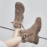 Winter Shoes Women Snow Boots Thick Sole Warm Plush Cold Winter Shoes Genuine Leather Suede MartLion   