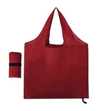 Foldable Shopping Bag Reusable Travel Grocery Bag Eco-Friendly One Shoulder Handbag  Printing Tote Bag MartLion wine red 46x66cm  