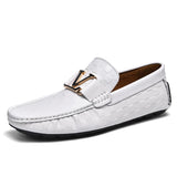 Genuine Leather Casual Shoes Luxurious Crocodile Pattern Men's Loafers Moccasin Toe Cowhide Mart Lion   