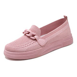 Women's Summer Footwear Slip On Chain Ballet Flats Sneakers Elegant White Nurse Ladies Loafers MartLion Pink 41 