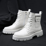 Men's English Style Thick Sole Design Men Boots  Layer Leather Casual Boots