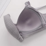 Bras Plaid Thin Cup Push Up  Bralette Tops Female Middle Aged Padded MartLion   