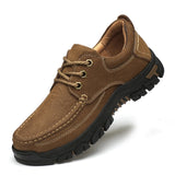 Outdoor Genuine Leather Shoes Men's Natural Leather Daily Casual Trekking Hiking Anti-skid MartLion Brown 41 