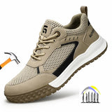breathable work shoes men's autumn safety anti smashing Work with steel toe anti puncture safety work sneakers MartLion   