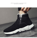 Fujeak Winter High-top Causal Snow Boots Men's Zipper Padded Thickening Warm Shoes Non-slip Mart Lion   