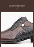 Men's Wedding Dress Brogue Genuine Leather Lace-up Latest Design Color Match Handmade Leather Pointed Dress Shoes MartLion   