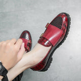 Men's formal shoes Split leather dress Slip loafers Elegant Social Mart Lion   