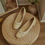 Genuine Leather Women Shoes Butterfly-knot Spring and Autumn Pumps Slip-On Casual Chunky Heel MartLion   