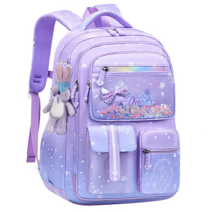 Primary Bow Knot Schoolbag With Rabbit Pendant For Girls Kids Backpack Kawaii Waterproof School bag Nylon MartLion   