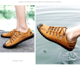 Men's Leather Sandals Outdoor Casual Shoes Summer Beach Casual Walking Sneakers MartLion   