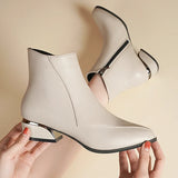 British style boots for women winter thick heeled oversized short boots MartLion beige 40