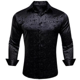 Luxury Silk Shirts Men's Pink Flower Long Sleeve Slim Fit Blouese Casual Tops Formal Streetwear Breathable Barry Wang MartLion   