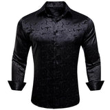 Luxury Shirts Men's Silk White Floral Long Sleeve Slim Fit Blouese Casual Tops Formal Streetwear Breathable Barry Wang MartLion   
