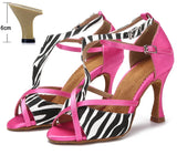 Leopard Grain Latin Dance Shoes for Women High Heel Modern Jazz Indoor Soft Bottom Sandals Summer Tango Party MartLion A zebra heel 6cm 43 