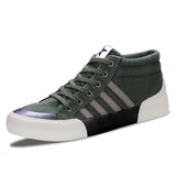 Green High-Top Canvas Shoes Men's Winter Sneakers Warm Fur Shoes Lace-up Casual Sneaker Man MartLion Cao Lv-23805 40 CHINA