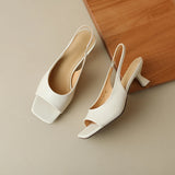 Summer Women Sandals Genuine Leather Shoes for Peep Toe Pointed Toe Low Heel MartLion   