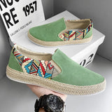 Men's Sneakers Casual Summer Low-top Corduroy Shoes Lazy Slip-on Cloth Trendy MartLion green 41 