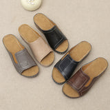 Outdoor Casual Wedges Sandals Women Summer Open Toe Non-slip Beach Slippers Pu Leather Thick Bottom Slides MartLion   