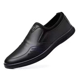 Men's Black Leather Casual Shoes Sneaker Slip-on Loafers Soft Bottom Non-slip Dad Driving Mart Lion 1103-Black 39 