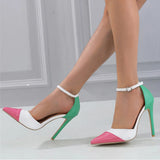 Liyke Women Sandals Crystal Rhinestones Female Shoes Buckle Pointed Toe Thin High Heels Party Ladies Pumps MartLion   