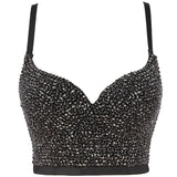 Women Bra Rhinestone Corset Party Clothes Lady Push Up Bra Woman Tops Clothing Gothic Shaper Vintage Bra Underwear MartLion 1-black XL 