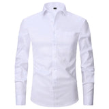 Men's Long-Sleeved Shirt, Cufflinks Striped White Collar Shirt, Striped French Shirt MartLion FS06 6XL - fits 100-110kg 