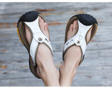 Genuine Cow Leather Shoes Men's Sandals Flip Flops Casual Classic Massage Beach Slippers Anti-slip Summer MartLion   