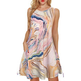 Summer Women's knee-length pink tie-dye print design dress Casual MartLion F58QHGG2423137 XL 