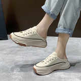 Platform Sneakers Women Spring Summer Autumn Designer Casual Half Slippers Zapatos De Mujer Shoes Mart Lion Creamy-white 35 