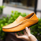 Genuine Leather Men's Casual Shoes Luxury Brand Loafers Moccasins Light Breathable Slip on Boat Zapatos Hombre Mart Lion   