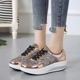 Casual Shoes for Women Lace-Up Sneakers Elegant Vulcanized Flats Luxury MartLion   