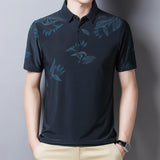 Summer Men's T Shirt Casual Print Short Sleeve Tshirt for Silm Fit Turn-down Collar Mart Lion gray M 50-60 KG 