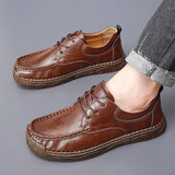 Golden Sapling Classics Men's Casual Shoes Retro Leather Flats Party for Leisure Flat Moccasins MartLion   
