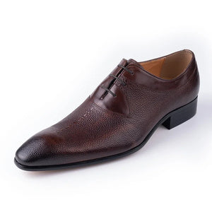 Luxury Men's Oxford Shoes Classic Style Dress Leather Lace Up Pointed Toe Formal Wedding MartLion cooffee 39 
