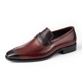 Genuine Leather Slip on Wedding Shoes Men's Luxury Formal Dress MartLion Wine Red 39 