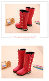 Girls Boots Autumn Winter Kids Princess Lace Pearls with Bow-knot Sweet Warm Cotton Fur Lining Children Long High MartLion   