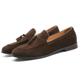 Spring Suede Casual Men's Shoes Tassel Slip on Loafers Leather Solid Flats Footwear MartLion   