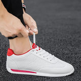 Men's Shoes Sneakers White Board White Zapatillas Hombre Soft White Pointed Flat MartLion Red (hole) 40 