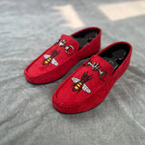 Red Embroidered Shoes Men's Breathable Loafers Flats Slip-on Casual Zapatos Hombre MartLion   