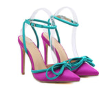 Liyke Butterfly Thin High Heels Pointed Toe Ankle Buckle Strap Women Pumps Sandals Party Dress Shoes Stiletto MartLion   