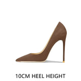 Pointed Shallow Mouth Suede Ultra-Thin High Heels 10cm Pumps Banquet Ladies Women's Shoes MartLion   